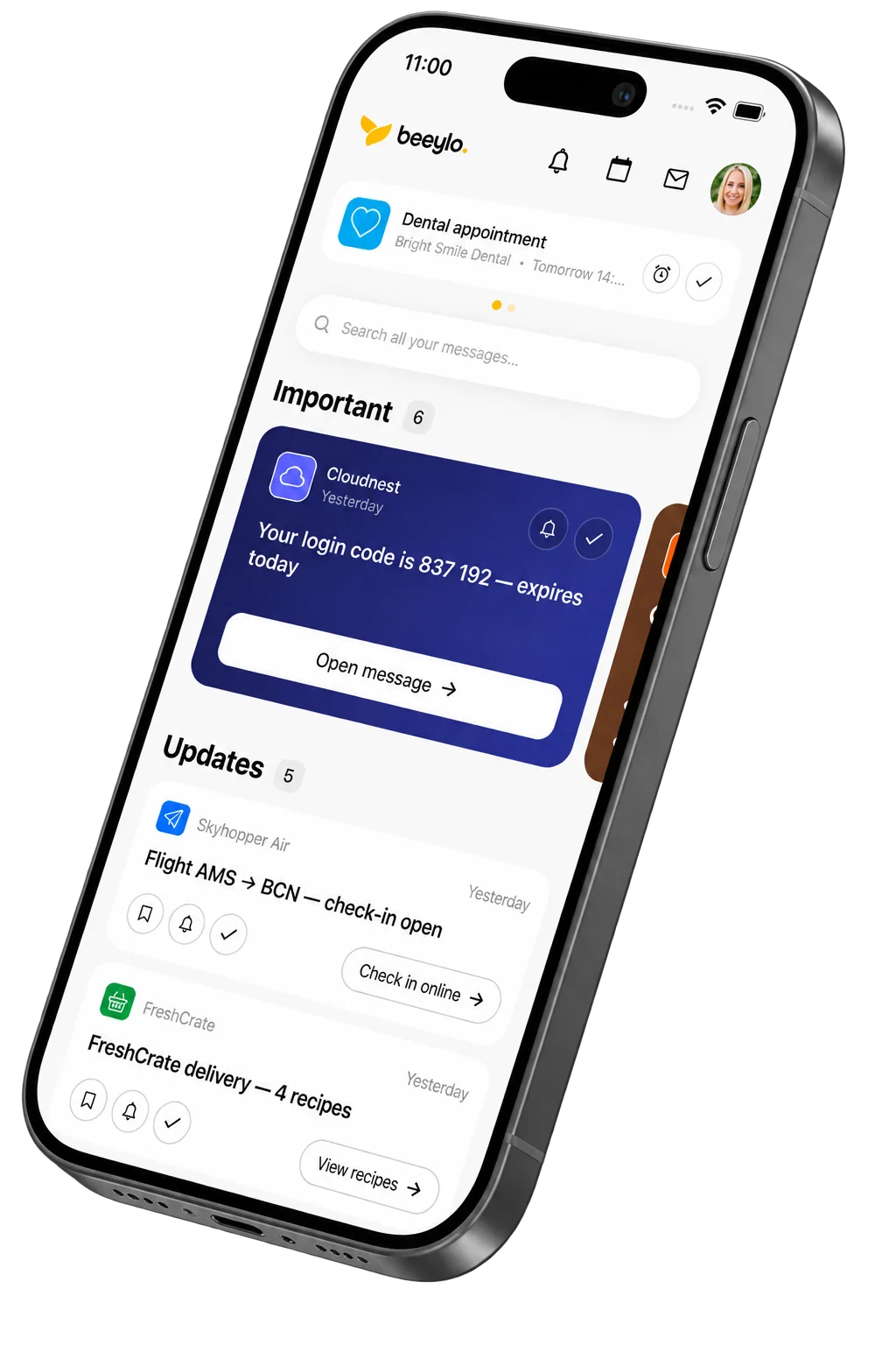 The Beeylo app on a phone
